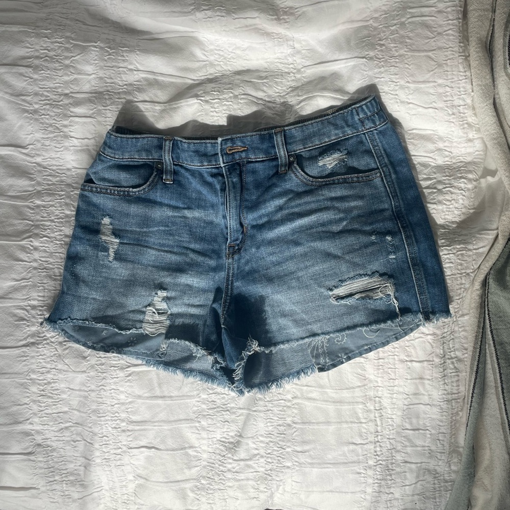 Aerie Blue Distressed Denim Jean Shorts